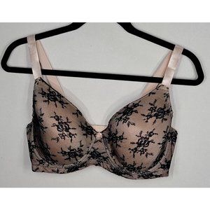 Creative Casuals Black Lace Overlay Ivory Underwire Bra Size 40D
